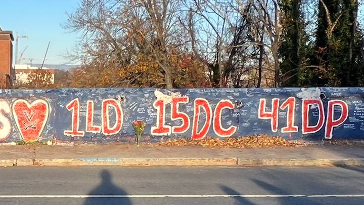 The Beta Bridge Memorial, repainted by UVA students. The Beta Bridge Memorial, repainted by UVA students.