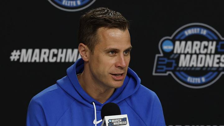 Mar 26, 2026; Washington, DC, USA; Duke Blue Devils head coach Jon Scheyer speaks with the media during a press conference ahead of the east regional of the men's 2026 NCAA Tournament at Capital One Arena. Mandatory Credit: Geoff Burke-Imagn Images Mar 26, 2026; Washington, DC, USA; Duke Blue Devils head coach Jon Scheyer speaks with the media during a press conference ahead of the east regional of the men's 2026 NCAA Tournament at Capital One Arena. Mandatory Credit: Geoff Burke-Imagn Images
