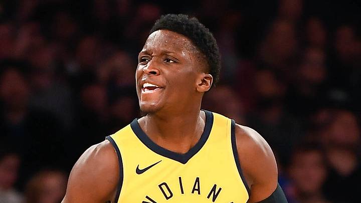 Oct 31, 2018; New York, NY, USA; Indiana Pacers guard Victor Oladipo (4) reacts in the fourth quarter against the New York Knicks at Madison Square Garden. Mandatory Credit: Catalina Fragoso-USA TODAY Sports Oct 31, 2018; New York, NY, USA; Indiana Pacers guard Victor Oladipo (4) reacts in the fourth quarter against the New York Knicks at Madison Square Garden. Mandatory Credit: Catalina Fragoso-USA TODAY Sports