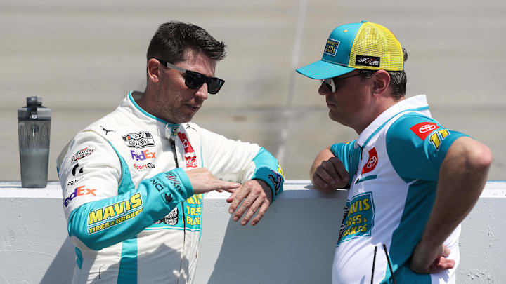 Denny Hamlin (left) will have a new crew chief in 2025 as Chris Gabehart (right) has been promoted to competition director for Joe Gibbs Racing. Chris Gayle will be Hamlin's new crew chief.