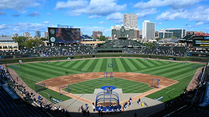 Wrigley Field, as seen from behind home plate. 
