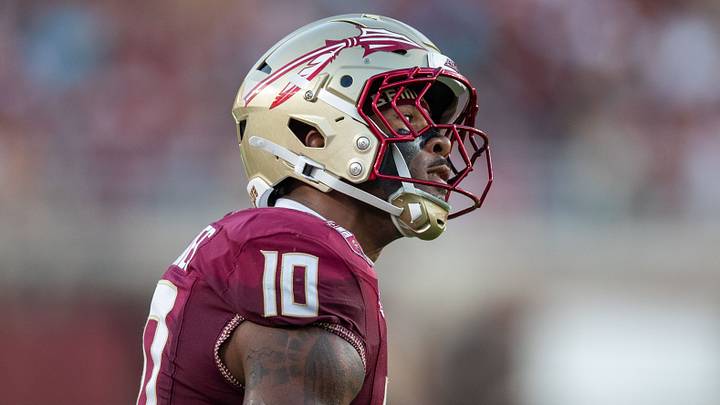 Florida State Seminoles linebacker Chris Jones (10) celebrates a tackle. The Florida State Seminoles defeated the New Mexico State Aggies 34-17 at Doak Campbell Stadium on Saturday, Aug. 29, 2026. Florida State Seminoles linebacker Chris Jones (10) celebrates a tackle. The Florida State Seminoles defeated the New Mexico State Aggies 34-17 at Doak Campbell Stadium on Saturday, Aug. 29, 2026.