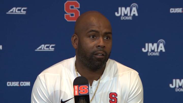Syracuse football coach Fran Browns speaks with the media Monday at the Lally Athletics Complex, prior to the Orange's game with Cal. Syracuse football coach Fran Browns speaks with the media Monday at the Lally Athletics Complex, prior to the Orange's game with Cal.