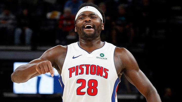 Nov 3, 2025; Memphis, Tennessee, USA; Detroit Pistons forward Isaiah Stewart (28) reacts during a timeout during the third quarter against the Memphis Grizzlies at FedExForum. Mandatory Credit: Petre Thomas-Imagn Images