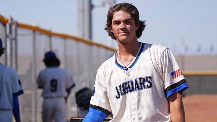 Canyon View senior pitcher Landon Hood at Canyon View High School baseball field in Waddell, Arizona on April 7, 2025.