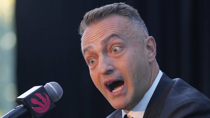 Sep 29, 2025; Toronto, Ontario, Canada; Toronto Raptors head coach Darko Rajakovic speaks at the media day press conference at Hotel X. Mandatory Credit: John E. Sokolowski-Imagn Images