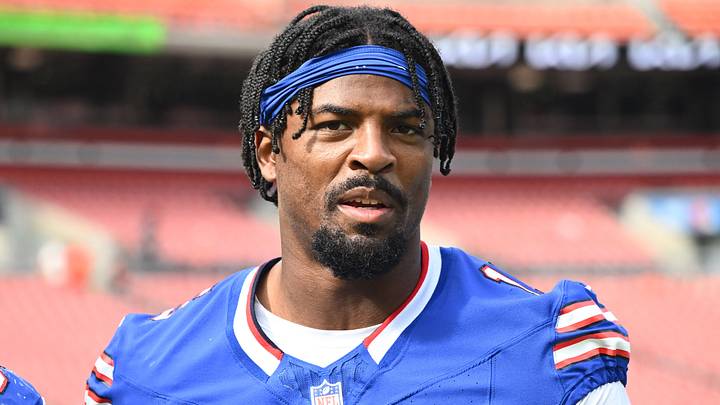 Buffalo Bills linebacker Greg Rousseau during the second half at Huntington Bank Field. Buffalo Bills linebacker Greg Rousseau during the second half at Huntington Bank Field.