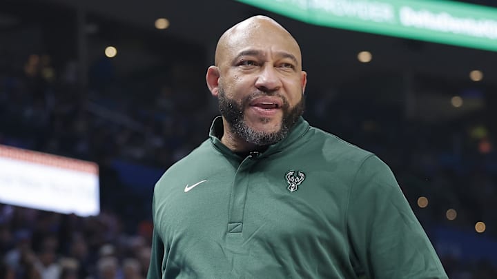 Milwaukee Bucks Head Coach Darvin Ham watches his team play against the Oklahoma City Thunder during the first half at Paycom Center on February 12, 2026.