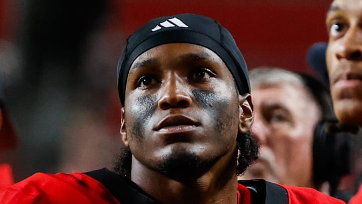 Sep 27, 2025; Raleigh, North Carolina, USA;  North Carolina State Wolfpack cornerback Devon Marshall (6) looks up to the scoreboard during the second half of the game against Virginia Tech Hokies at Carter-Finley Stadium. Mandatory Credit: Jaylynn Nash-Imagn Images