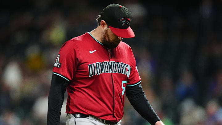 Sep 17, 2024; Denver, Colorado, USA; Arizona Diamondbacks starting pitcher Jordan Montgomery (52) leaves the mound in the fifth inning against the Colorado Rockies at Coors Field. Mandatory Credit: Ron Chenoy-Imagn Images