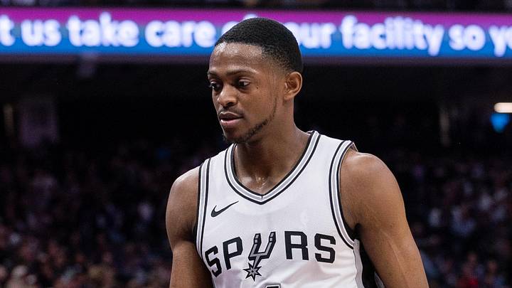 Mar 7, 2025; Sacramento, California, USA; San Antonio Spurs guard De'Aaron Fox (4) high fives team mates after coming out of the game during the fourth quarter at Golden 1 Center. Mandatory Credit: Ed Szczepanski-Imagn Images