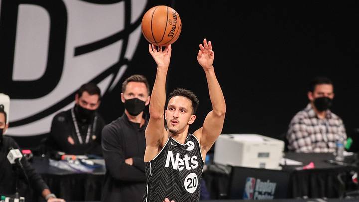 Mar 11, 2021; Brooklyn, New York, USA; Brooklyn Nets guard Landry Shamet (20) at Barclays Center. Mandatory Credit: Wendell Cruz-Imagn Images Mar 11, 2021; Brooklyn, New York, USA; Brooklyn Nets guard Landry Shamet (20) at Barclays Center. Mandatory Credit: Wendell Cruz-Imagn Images