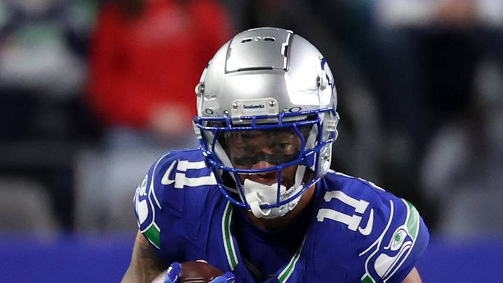 Seattle Seahawks wide receiver Jaxon Smith-Njigba carries the ball against the Kansas City Chiefs. Seattle Seahawks wide receiver Jaxon Smith-Njigba carries the ball against the Kansas City Chiefs.
