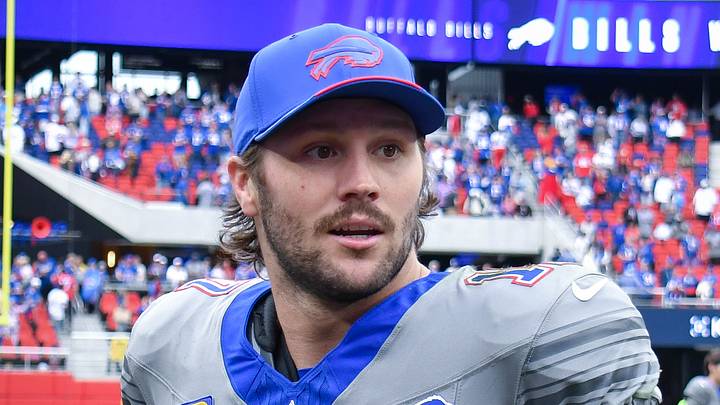 Sep 27, 2026; Orchard Park, New York, USA; Buffalo Bills quarterback Josh Allen (17) on the field after a game against the Los Angeles Chargers at New Highmark Stadium. Mandatory Credit: Mark Konezny-Imagn Images