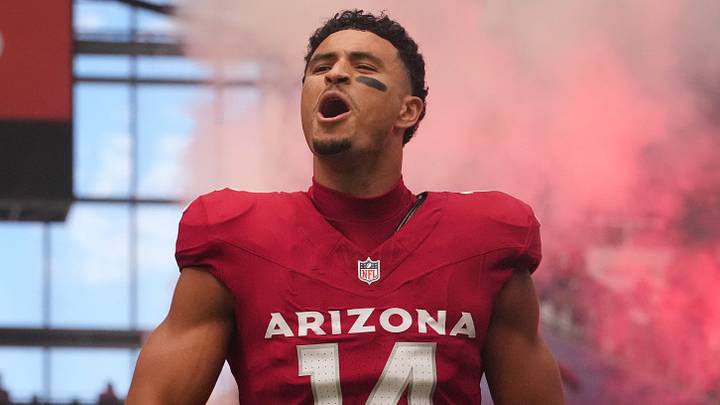 Arizona Cardinals receiver Michael Wilson (14) is introduced before their game against the Denver Broncos at State Farm Stadium in Glendale on Oct. 25, 2026.