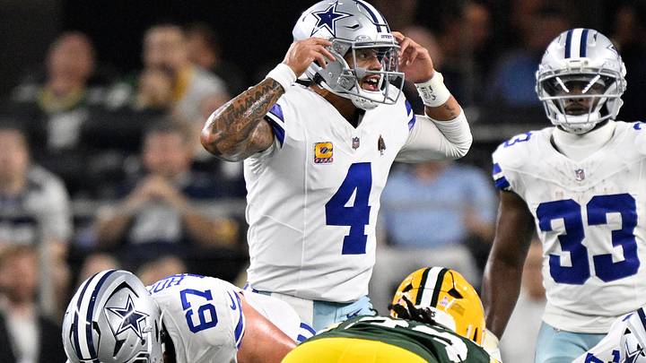 Dallas Cowboys quarterback Dak Prescott calls a play in the first half against the Green Bay Packers.