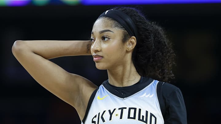 Sep 3, 2025; Chicago, Illinois, USA; Chicago Sky forward Angel Reese (5) walks on the court during the second half of a WNBA game against the Connecticut Sun at Wintrust Arena. Mandatory Credit: Kamil Krzaczynski-Imagn Images Sep 3, 2025; Chicago, Illinois, USA; Chicago Sky forward Angel Reese (5) walks on the court during the second half of a WNBA game against the Connecticut Sun at Wintrust Arena. Mandatory Credit: Kamil Krzaczynski-Imagn Images