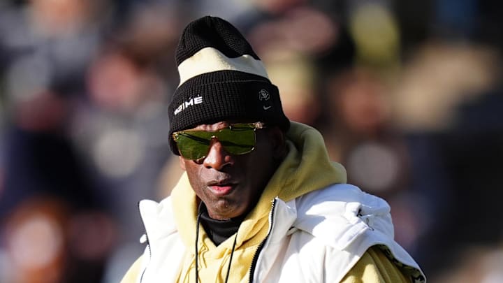 Nov 29, 2024; Boulder, Colorado, USA; Colorado Buffaloes head coach Deion Sanders before the game against the Oklahoma State Cowboys at Folsom Field. Mandatory Credit: Ron Chenoy-Imagn Images Nov 29, 2024; Boulder, Colorado, USA; Colorado Buffaloes head coach Deion Sanders before the game against the Oklahoma State Cowboys at Folsom Field. Mandatory Credit: Ron Chenoy-Imagn Images