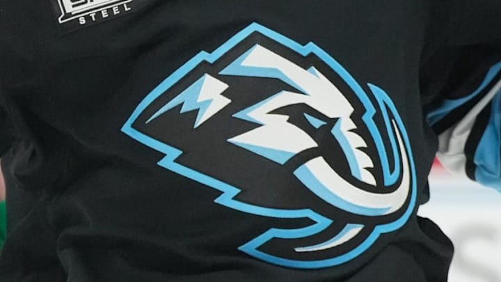 Jan 29, 2026; Raleigh, North Carolina, USA;  Utah Mammoth right wing Kailer Yamamoto (56) celebrates scoring against the Carolina Hurricanes during the second period at Lenovo Center. Mandatory Credit: James Guillory-Imagn Images