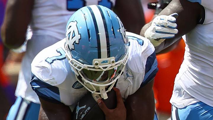 Sep 19, 2026; Clemson, South Carolina, USA; University of North Carolina Tar Heels running back Benjamin Hall (7) runs the ball down the field during the third quarter against the Clemson Tigers at Memorial Stadium. Mandatory Credit: Ashley Tumlin-Imagn Images Sep 19, 2026; Clemson, South Carolina, USA; University of North Carolina Tar Heels running back Benjamin Hall (7) runs the ball down the field during the third quarter against the Clemson Tigers at Memorial Stadium. Mandatory Credit: Ashley Tumlin-Imagn Images