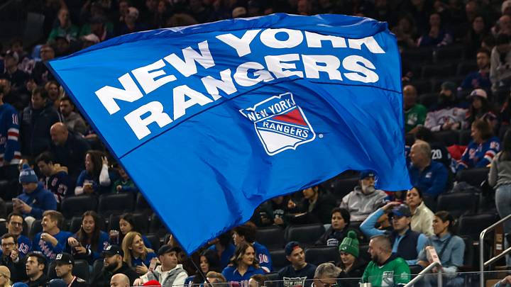 Mar 16, 2025; New York, New York, USA; A New York Rangers flag is seen in the crowd during the first period against the Edmonton Oilers at Madison Square Garden. Mar 16, 2025; New York, New York, USA; A New York Rangers flag is seen in the crowd during the first period against the Edmonton Oilers at Madison Square Garden.