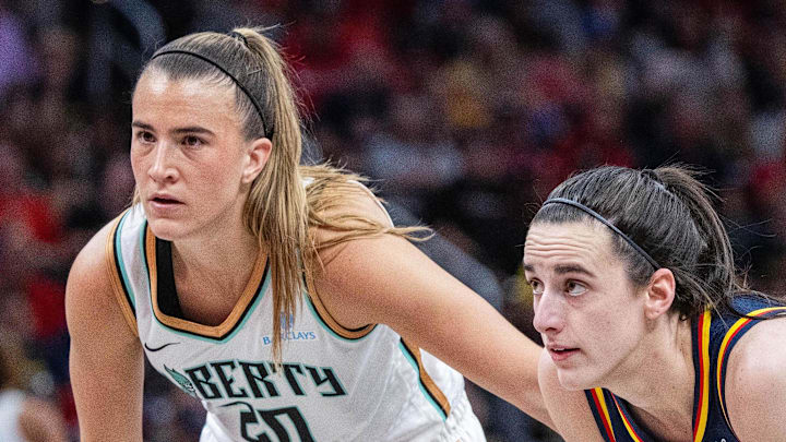 New York Liberty guard Sabrina Ionescu and Indiana Fever guard Caitlin Clark.