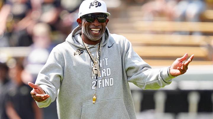 Colorado Buffaloes head coach Deion Sanders before the game against the Delaware Fighting Blue Hens at Folsom Field. Colorado Buffaloes head coach Deion Sanders before the game against the Delaware Fighting Blue Hens at Folsom Field.