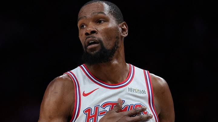 Feb 28, 2026; Miami, Florida, USA; Houston Rockets forward Kevin Durant (7) reacts against the Miami Heat during the first quarter at Kaseya Center. Mandatory Credit: Sam Navarro-Imagn Images