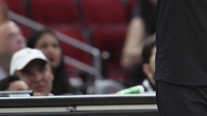 Mar 23, 2025; Houston, Texas, USA; Denver Nuggets head coach Michael Malone reacts during the third quarter against the Houston Rockets at Toyota Center. Mandatory Credit: Troy Taormina-Imagn Images
