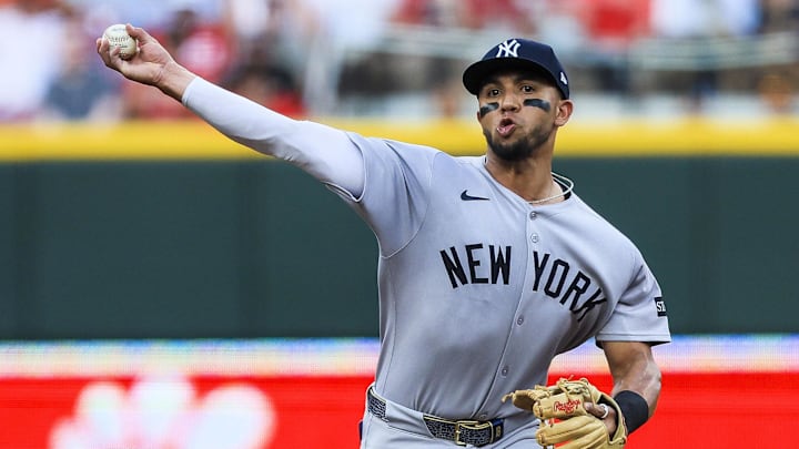 Yankees second baseman Oswald Peraza was traded to the Angels.