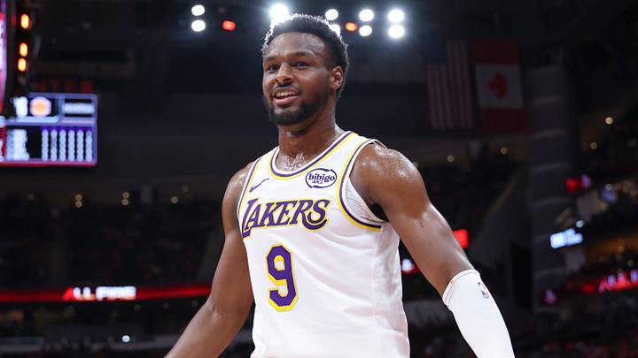 Apr 26, 2026; Houston, Texas, USA; Los Angeles Lakers guard Bronny James (9) reacts after a play during the fourth quarter against the Houston Rockets during game four of the first round of the 2026 NBA Playoffs at Toyota Center. Mandatory Credit: Troy Taormina-Imagn Images Apr 26, 2026; Houston, Texas, USA; Los Angeles Lakers guard Bronny James (9) reacts after a play during the fourth quarter against the Houston Rockets during game four of the first round of the 2026 NBA Playoffs at Toyota Center. Mandatory Credit: Troy Taormina-Imagn Images