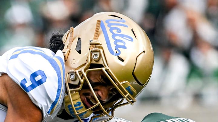 Michigan State's Wayne Matthews III, right, tackles UCLA's Nico Iamaleava during the second quarter on Saturday, Oct. 11, 2025, at Spartan Stadium in East Lansing. Michigan State's Wayne Matthews III, right, tackles UCLA's Nico Iamaleava during the second quarter on Saturday, Oct. 11, 2025, at Spartan Stadium in East Lansing.