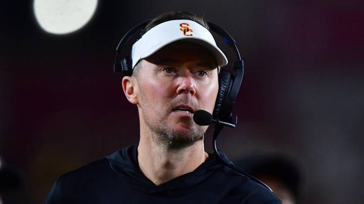 Nov 7, 2025; Los Angeles, California, USA; Southern California Trojans head coach Lincoln Riley watches game action against the Northwestern Wildcats during the second half at the Los Angeles Memorial Coliseum. Mandatory Credit: Gary A. Vasquez-Imagn Images Nov 7, 2025; Los Angeles, California, USA; Southern California Trojans head coach Lincoln Riley watches game action against the Northwestern Wildcats during the second half at the Los Angeles Memorial Coliseum. Mandatory Credit: Gary A. Vasquez-Imagn Images