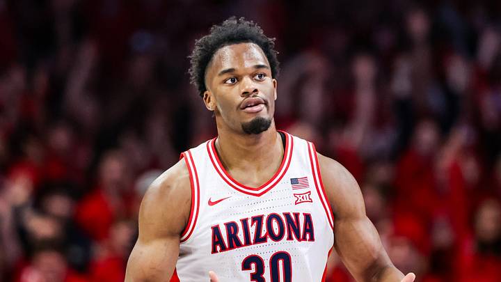 Jan 14, 2026; Tucson, Arizona, USA; Arizona Wildcats forward Tobe Awaka (30) reacts after he made a three point shot during the first half of the game against the Arizona State Sun Devils at McKale Memorial Center. Mandatory Credit: Aryanna Frank-Imagn Images Jan 14, 2026; Tucson, Arizona, USA; Arizona Wildcats forward Tobe Awaka (30) reacts after he made a three point shot during the first half of the game against the Arizona State Sun Devils at McKale Memorial Center. Mandatory Credit: Aryanna Frank-Imagn Images