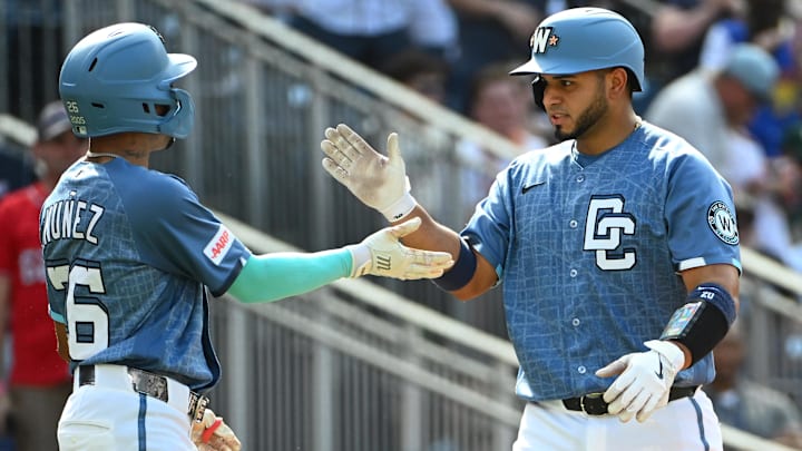 Washington Nationals catcher Keibert Ruiz and second baseman Nasim Nunez Washington Nationals catcher Keibert Ruiz and second baseman Nasim Nunez