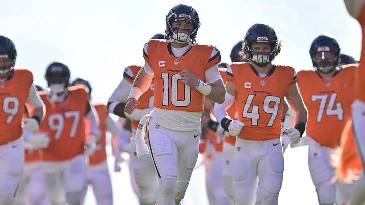 DENVER, CO - JANUARY 17: Denver Broncos quarterback Bo Nix (10) leads his team onto the field before the AFC Divisional Round game against the Buffalo Bills at Empower Field at Mile High on January 17, 2026 in Denver, Colorado. DENVER, CO - JANUARY 17: Denver Broncos quarterback Bo Nix (10) leads his team onto the field before the AFC Divisional Round game against the Buffalo Bills at Empower Field at Mile High on January 17, 2026 in Denver, Colorado.