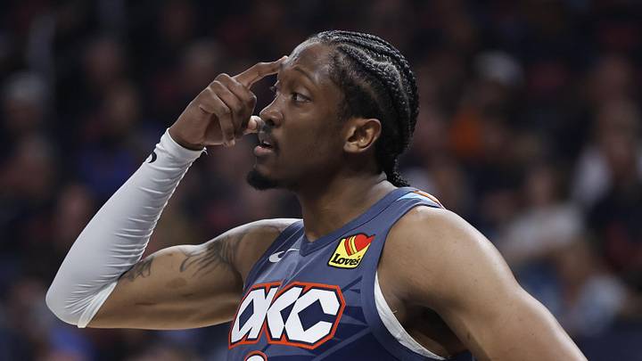 Apr 22, 2026; Oklahoma City, Oklahoma, USA; Oklahoma City Thunder guard Jalen Williams (8) gestures to his team before a play against the Phoenix Suns in the first half during game two of the first round of the 2026 NBA Playoffs at Paycom Center. Mandatory Credit: Alonzo Adams-Imagn Images Apr 22, 2026; Oklahoma City, Oklahoma, USA; Oklahoma City Thunder guard Jalen Williams (8) gestures to his team before a play against the Phoenix Suns in the first half during game two of the first round of the 2026 NBA Playoffs at Paycom Center. Mandatory Credit: Alonzo Adams-Imagn Images