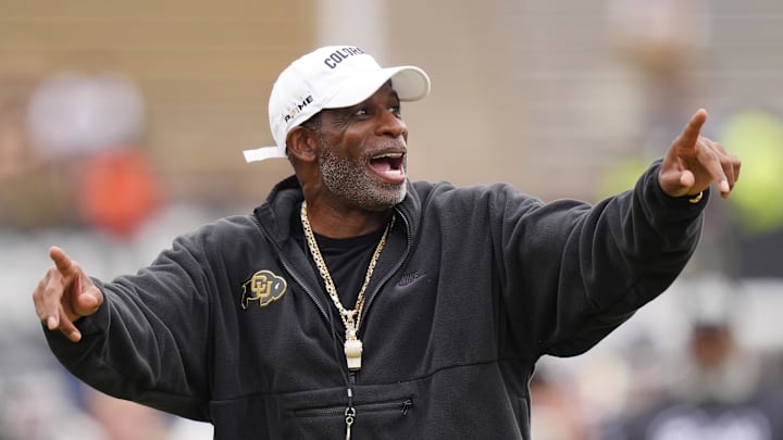 Oct 11, 2025; Boulder, Colorado, USA; Colorado Buffaloes head coach Deion Sanders before the game against the Iowa State Cyclones at Folsom Field. Mandatory Credit: Ron Chenoy-Imagn Images Oct 11, 2025; Boulder, Colorado, USA; Colorado Buffaloes head coach Deion Sanders before the game against the Iowa State Cyclones at Folsom Field. Mandatory Credit: Ron Chenoy-Imagn Images