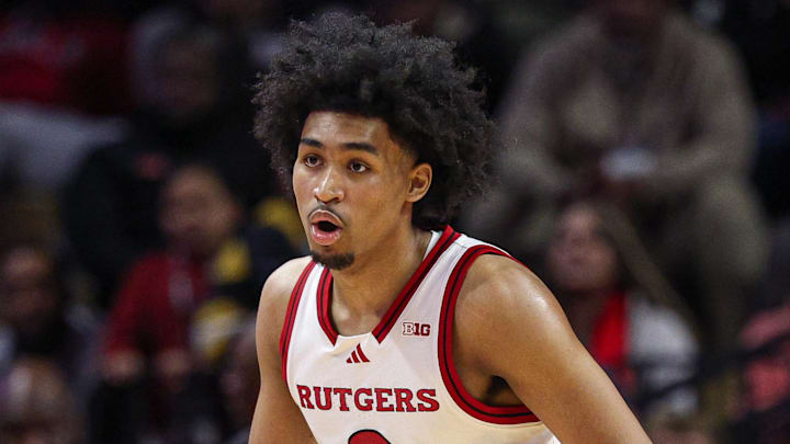Mar 9, 2025; Piscataway, New Jersey, USA; Rutgers Scarlet Knights guard Dylan Harper (2) in action during overtime against the Minnesota Golden Gophers at Jersey Mike's Arena. Mandatory Credit: Vincent Carchietta-Imagn Images Mar 9, 2025; Piscataway, New Jersey, USA; Rutgers Scarlet Knights guard Dylan Harper (2) in action during overtime against the Minnesota Golden Gophers at Jersey Mike's Arena. Mandatory Credit: Vincent Carchietta-Imagn Images