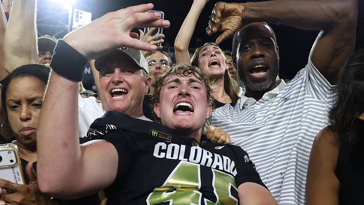 Sep 3, 2026; Atlanta, Georgia, USA; Colorado Buffaloes long snapper Luke Whiting (45) reacts after the game against the Georgia Tech Yellow Jackets at Bobby Dodd Stadium at Hyundai Field. Sep 3, 2026; Atlanta, Georgia, USA; Colorado Buffaloes long snapper Luke Whiting (45) reacts after the game against the Georgia Tech Yellow Jackets at Bobby Dodd Stadium at Hyundai Field.