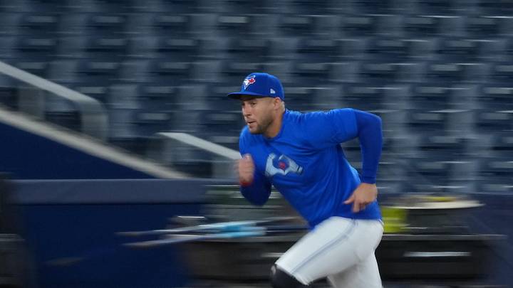 Apr 28, 2026; Toronto, Ontario, CAN; Toronto Blue Jays designated hitter George Springer (4) runs the bases during batting practice before a game against the Boston Red Sox at Rogers Centre. Mandatory Credit: Nick Turchiaro-Imagn Images Apr 28, 2026; Toronto, Ontario, CAN; Toronto Blue Jays designated hitter George Springer (4) runs the bases during batting practice before a game against the Boston Red Sox at Rogers Centre. Mandatory Credit: Nick Turchiaro-Imagn Images