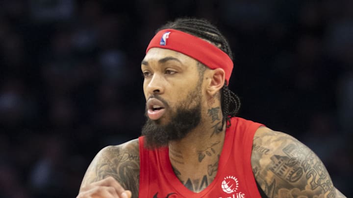 Toronto Raptors forward Brandon Ingram dribbles the ball against the Minnesota Timberwolves.