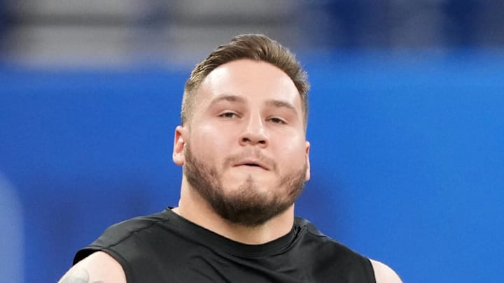 New Seattle Seahawks offensive lineman Beau Stephens during the NFL Scouting Combine