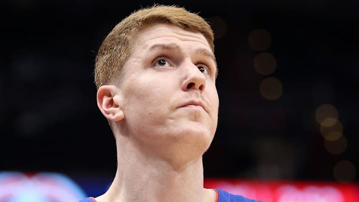Mar 17, 2026; Washington, District of Columbia, USA; Detroit Pistons guard Kevin Huerter (27) looks on during first half against the Washington Wizards at Capital One Arena. Mandatory Credit: Daniel Kucin Jr.-Imagn Images