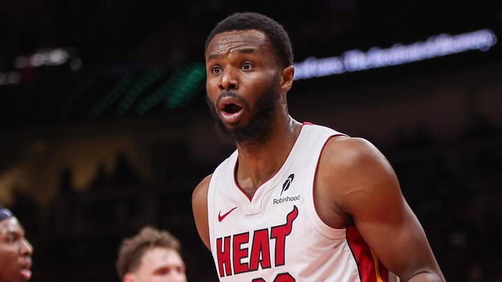 Miami Heat forward Andrew Wiggins (22) reacts (Mandatory Credit: Brett Davis-Imagn Images)