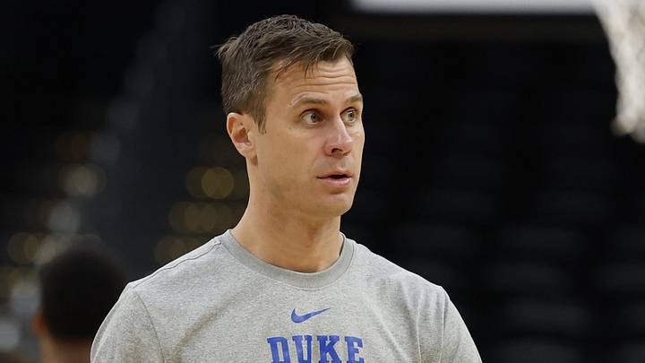 Mar 26, 2026; Washington, DC, USA; Duke Blue Devils head coach Jon Scheyer stands on the court during a practice session ahead of the east regional of the men's 2026 NCAA Tournament at Capital One Arena. Mandatory Credit: Geoff Burke-Imagn Images Mar 26, 2026; Washington, DC, USA; Duke Blue Devils head coach Jon Scheyer stands on the court during a practice session ahead of the east regional of the men's 2026 NCAA Tournament at Capital One Arena. Mandatory Credit: Geoff Burke-Imagn Images