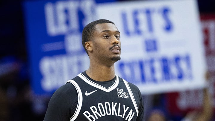 Oct 16, 2024; Philadelphia, Pennsylvania, USA; Brooklyn Nets forward Dariq Whitehead (0) in a game against the Philadelphia 76ers at Wells Fargo Center. Mandatory Credit: Bill Streicher-Imagn Images Oct 16, 2024; Philadelphia, Pennsylvania, USA; Brooklyn Nets forward Dariq Whitehead (0) in a game against the Philadelphia 76ers at Wells Fargo Center. Mandatory Credit: Bill Streicher-Imagn Images