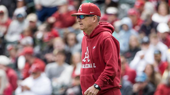 Arkansas Razorbacks head coach Dave Van Horn walks to the mound during the third inning during game against the Georgia Bulldogs at Baum-Walker Stadium. Georgia won 26-14. Arkansas Razorbacks head coach Dave Van Horn walks to the mound during the third inning during game against the Georgia Bulldogs at Baum-Walker Stadium. Georgia won 26-14.