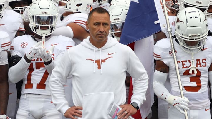 Texas Longhorns head coach Steve Sarkisian waits to lead his team onto the field prior to the game against the Mississippi State Bulldogs at Davis Wade Stadium at Scott Field.