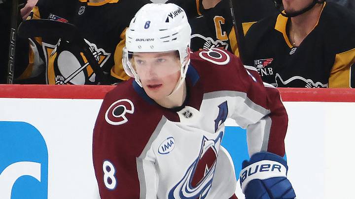 Mar 24, 2026; Pittsburgh, Pennsylvania, USA; Colorado Avalanche defenseman Cale Makar (8) handles the puck against the Pittsburgh Penguins during the third period at PPG Paints Arena. Mandatory Credit: Charles LeClaire-Imagn Images Mar 24, 2026; Pittsburgh, Pennsylvania, USA; Colorado Avalanche defenseman Cale Makar (8) handles the puck against the Pittsburgh Penguins during the third period at PPG Paints Arena. Mandatory Credit: Charles LeClaire-Imagn Images
